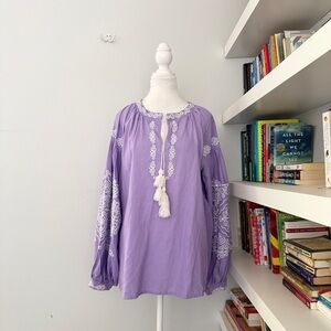 2Kolyory Lialac Embroidered Blouse Oversized with balloon sleeves Medium